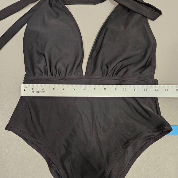 CUPSHE Natalie Plunging Halter Neck Backless One Piece Swimsuit MediumBlack - Picture 10 of 12